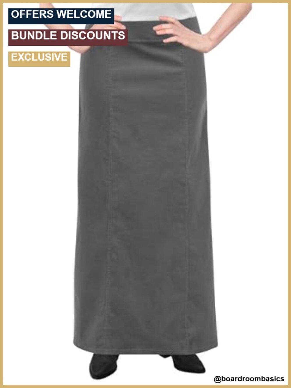Long Maxi Corduroy A-Line Panel Skirt High Rise Concealed Zip